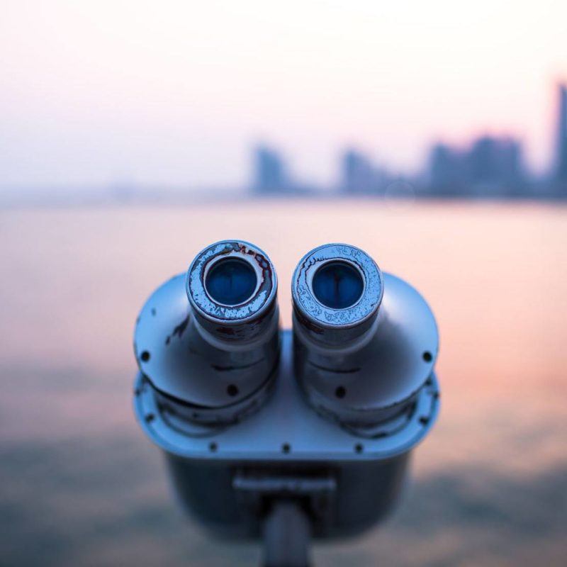 19122317 - telescope on the beach in qingdao