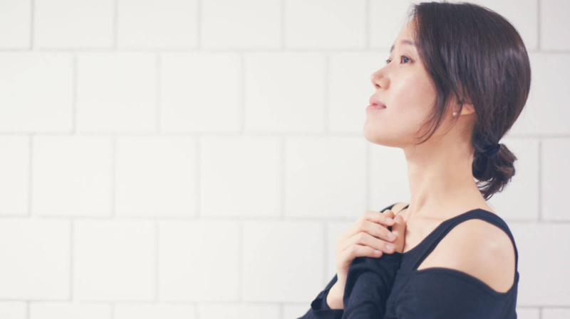 Woman feeling her intuition