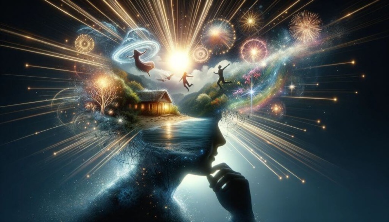 Person visualizing a new reality and using their thoughts to manifest
